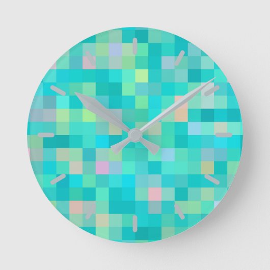 Pixel Art Multicolor Pattern Runde Wanduhr (Vorderseite)