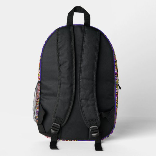 Pixel Art Multicolor Pink Bedruckter Rucksack (Rückseite)