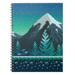 Pixel Art nahtloser Hintergrund. Ort mit Schnee Notizblock