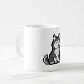 Pixel Art neugierige Husky-Tasse - Adorable Retro  Kaffeetasse (Vorderseite Links)