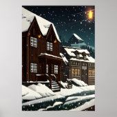Pixel Art, norwegische Stadt im Schnee | Art der A Poster (Vorne)