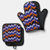 Pixel Art Oven Mitt & Pot Holder-Set Ofenhandschuh & Topflappen-Set (Vorderseite/Rückseite)