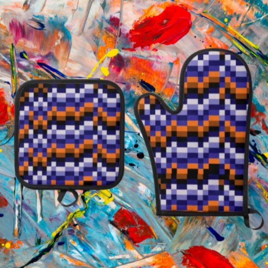 Pixel Art Oven Mitt & Pot Holder-Set Ofenhandschuh & Topflappen-Set