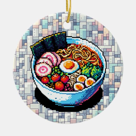 Pixel Art Ramen Noodles Keramik Ornament (Vorne)