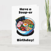Pixel Art Ramen Noodles Pun Funny Birthday Karte (Vorderseite)