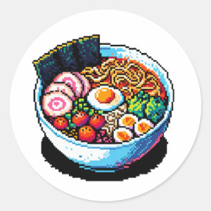 Pixel Art Ramen Noodles Runder Aufkleber