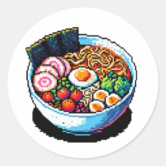 Pixel Art Ramen Noodles Runder Aufkleber (Vorderseite)