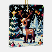 Pixel Art Reindeer in Schneehocht Keramikornament (Rechts)