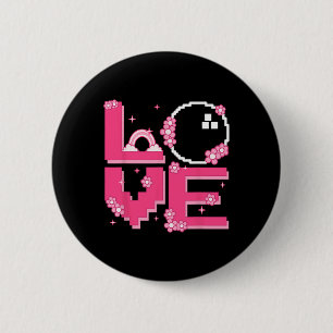 Pixel Art Retro 60er 70er Style Hippie Outfit Lieb Button