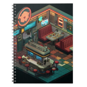 Pixel Art Retro Star Diner Notebook Notizblock