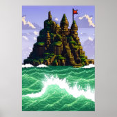 Pixel Art, Rock, Castle, Weber auf See | Art der A Poster (Vorne)