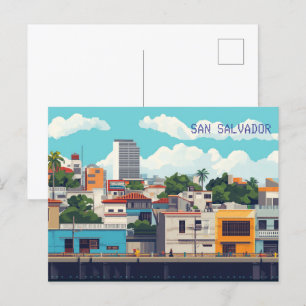 Pixel Art San Salvador El Salvador Postkarte