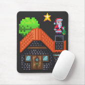Pixel Art Santa auf dem Dach Weihnachtshaus Szene Mousepad (Mit Mouse)