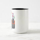 Pixel Art Santa auf dem Dach Weihnachtshaus Szene Tasse (Zentrum)