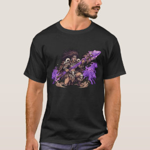 Pixel Art Schamane Krieger mit Geist Wölfen Fantas T-Shirt