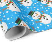 Pixel Art SCHNEEMANN Geschenkpapier (Rolleneckpunkt)