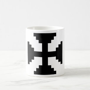 Pixel-Art Schwarz Kreuz Symbol  Kaffeetasse