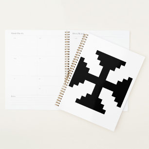 Pixel-Art Schwarz Kreuz Symbol  Planer