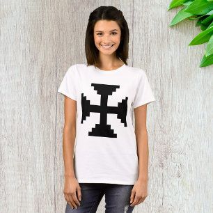 Pixel-Art Schwarz Kreuz Symbol  T-Shirt