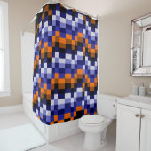Pixel Art Shower Vorhang - Blues, Orange & Earth (Beispiel)