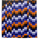 Pixel Art Shower Vorhang - Blues, Orange & Earth (Vorderseite)