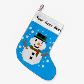 Pixel Art SNOWMAN 1 Kleiner Weihnachtsstrumpf (Vorderansicht (hängend))
