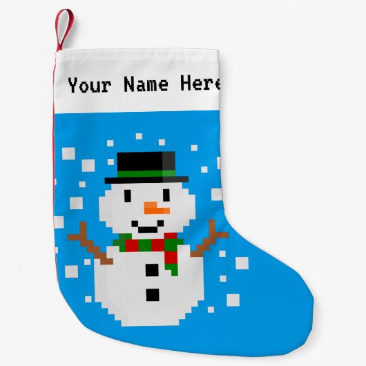 Pixel Art SNOWMAN 1 Kleiner Weihnachtsstrumpf (Vorderseite)