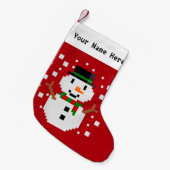 Pixel Art SNOWMAN 2 Kleiner Weihnachtsstrumpf (Vorderansicht (hängend))