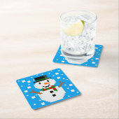 Pixel Art SNOWMAN 3 Rechteckiger Pappuntersetzer (Vor Ort)
