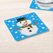 Pixel Art SNOWMAN 3 Rechteckiger Pappuntersetzer (angewinkelt)