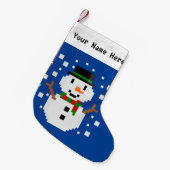 Pixel Art SNOWMAN 4 Kleiner Weihnachtsstrumpf (Vorderansicht (hängend))