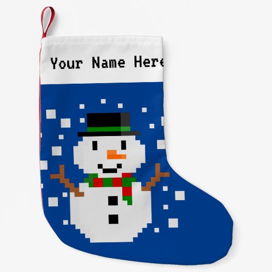 Pixel Art SNOWMAN 4 Kleiner Weihnachtsstrumpf (Vorderseite)