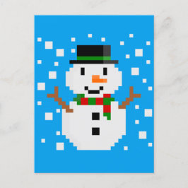 Pixel Art SNOWMAN Feiertagspostkarte