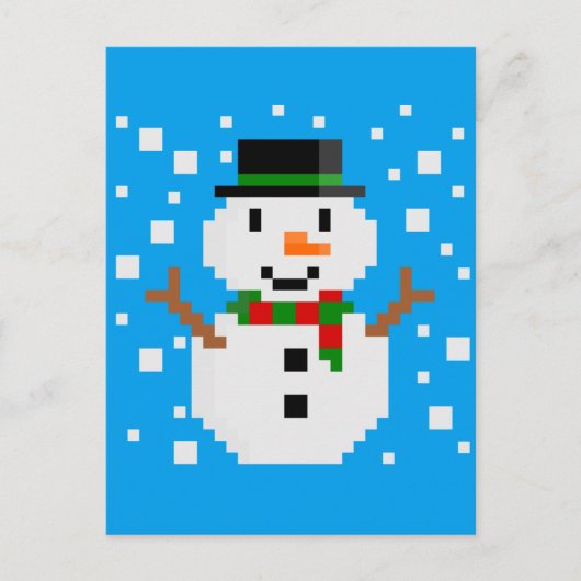 Pixel Art SNOWMAN Feiertagspostkarte (Vorderseite)