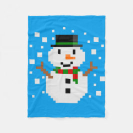 Pixel Art SNOWMAN Fleecedecke
