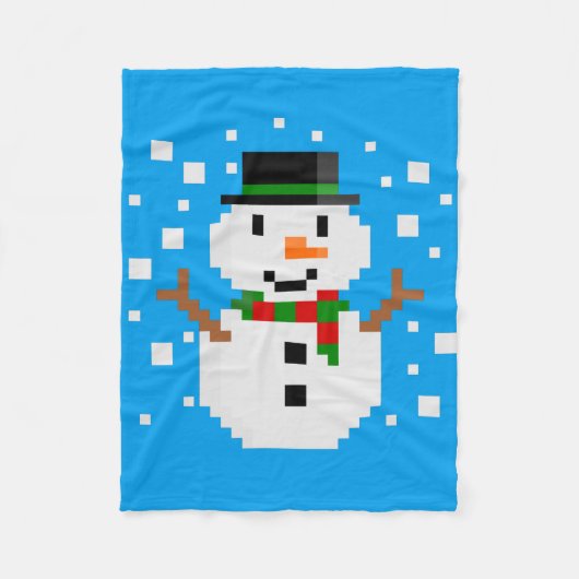 Pixel Art SNOWMAN Fleecedecke (Vorderseite)