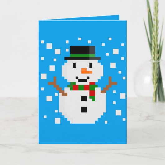 Pixel Art SNOWMAN Karte (Vorderseite)