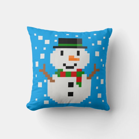 Pixel Art SNOWMAN Kissen (Vorderseite)