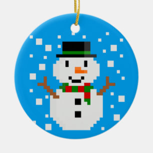 Pixel Art SNOWMAN Weihnachtsschmuck