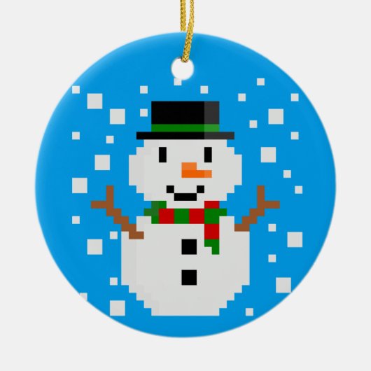 Pixel Art SNOWMAN Weihnachtsschmuck (Vorne)
