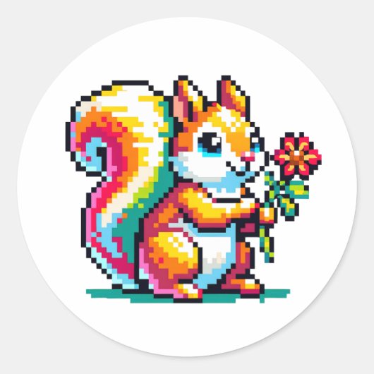 Pixel Art Squirrel Runder Aufkleber (Vorderseite)
