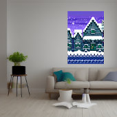 Pixel Art, Stadt im Schnee | AI Art Poster