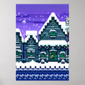 Pixel Art, Stadt im Schnee | AI Art Poster (Vorne)