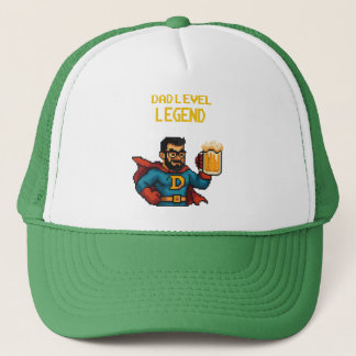 Pixel Art Superhero Vater Cap, Vatertag Geschenk Truckerkappe
