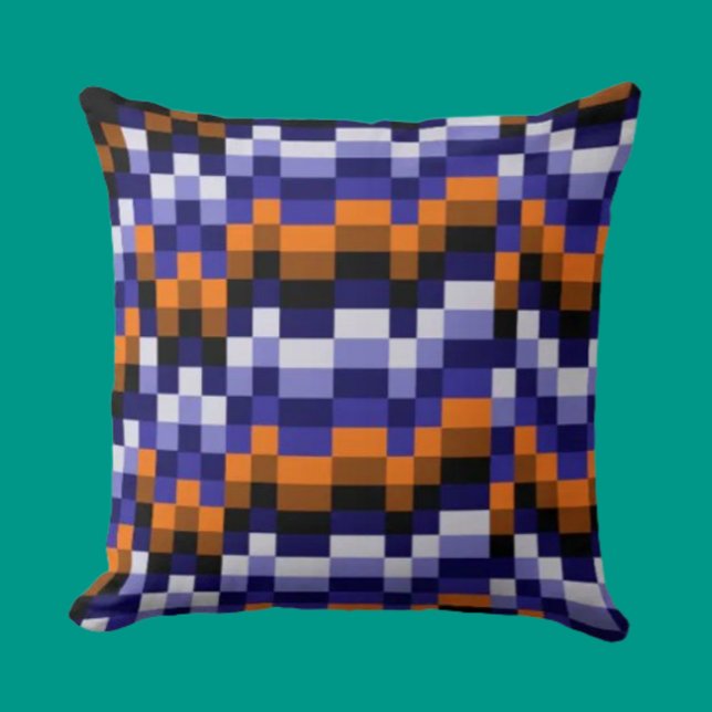 Pixel Art Throw Kissen - Blues, Orange & Earth (Von Creator hochgeladen)