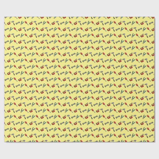 Pixel Art Tool Muster mit Hammer Vize und Zangen Geschenkpapier (Flach)