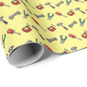 Pixel Art Tool Muster mit Hammer Vize und Zangen Geschenkpapier (Rolleneckpunkt)