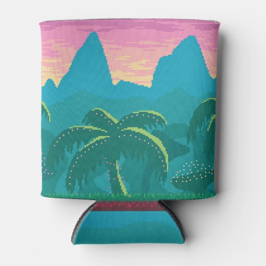 Pixel Art Tropics Landsspiel Dosenkühler (Vorderseite)