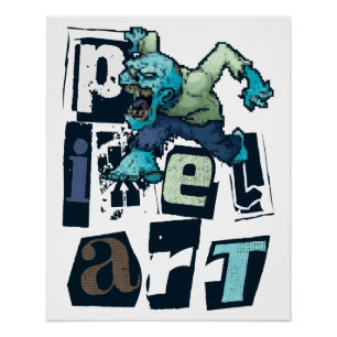 Pixel Art und Monster Poster