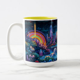 Pixel Art Unicorn Crystal Paradise Zweifarbige Tasse